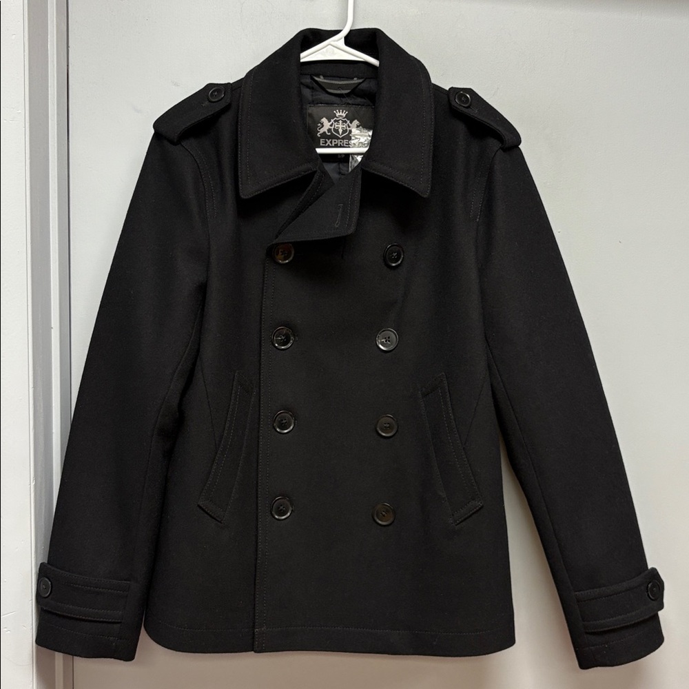 Express Wool Blend Peacoat – Black – Size Small